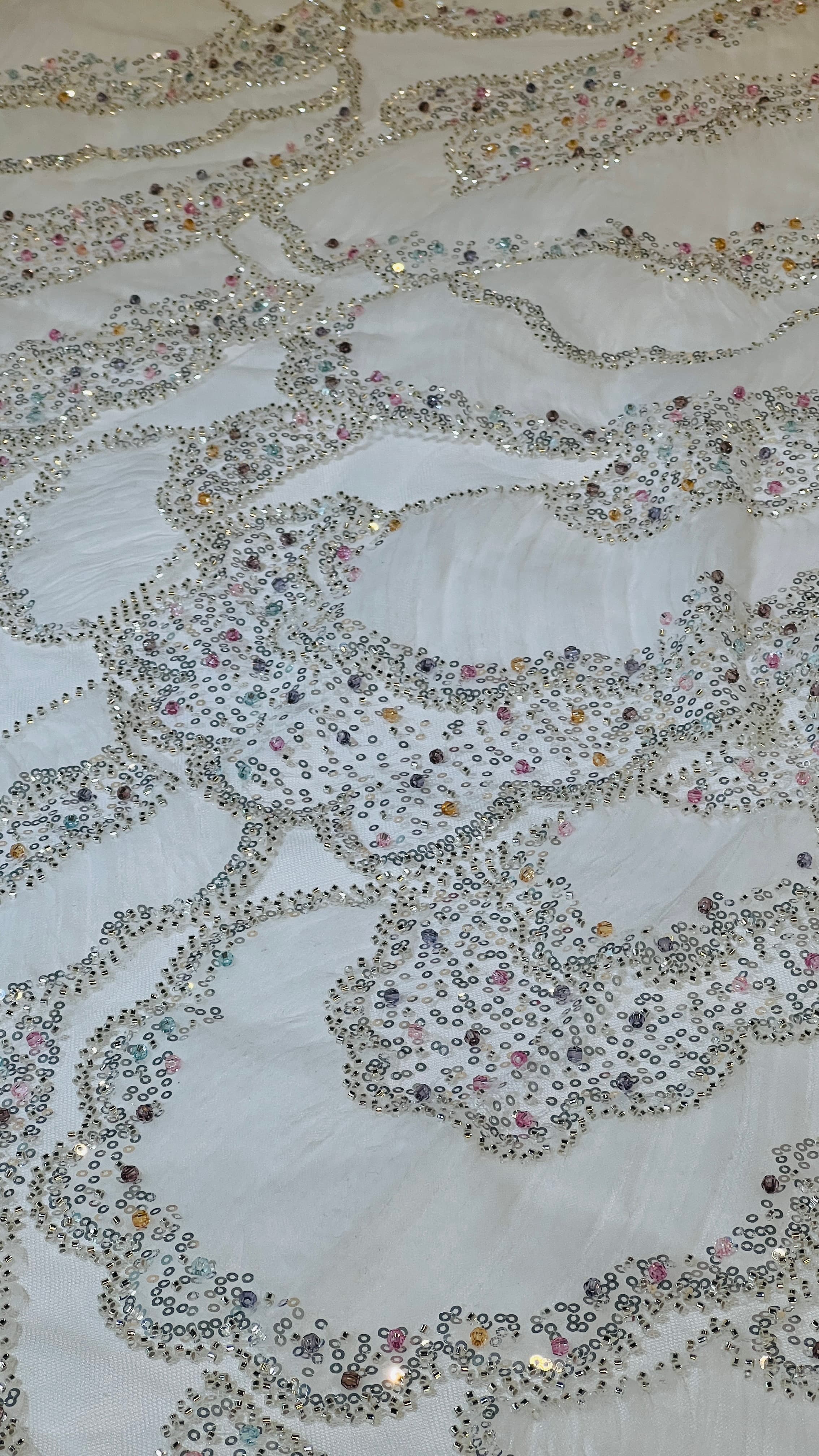 Crystal embroidered mesh fabric