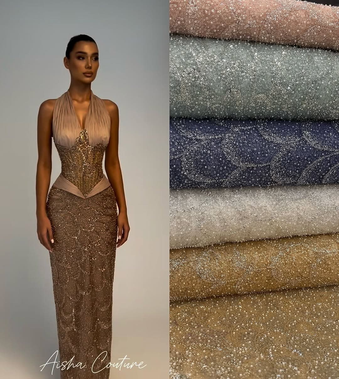 Luxury glitter embellished tulle fabric