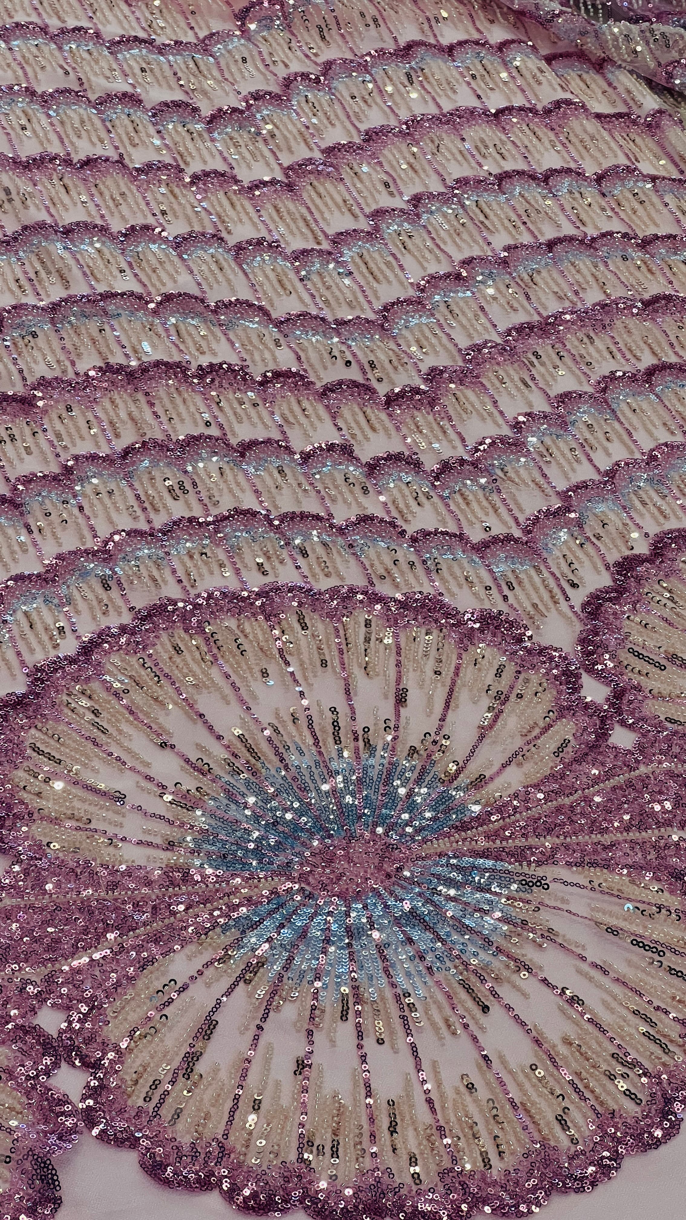 Sequin embroidered tulle fabric